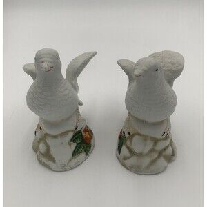 VINTAGE PORCELAIN WHITE DOVE FIGURINE 5'' TALL Set Of 2